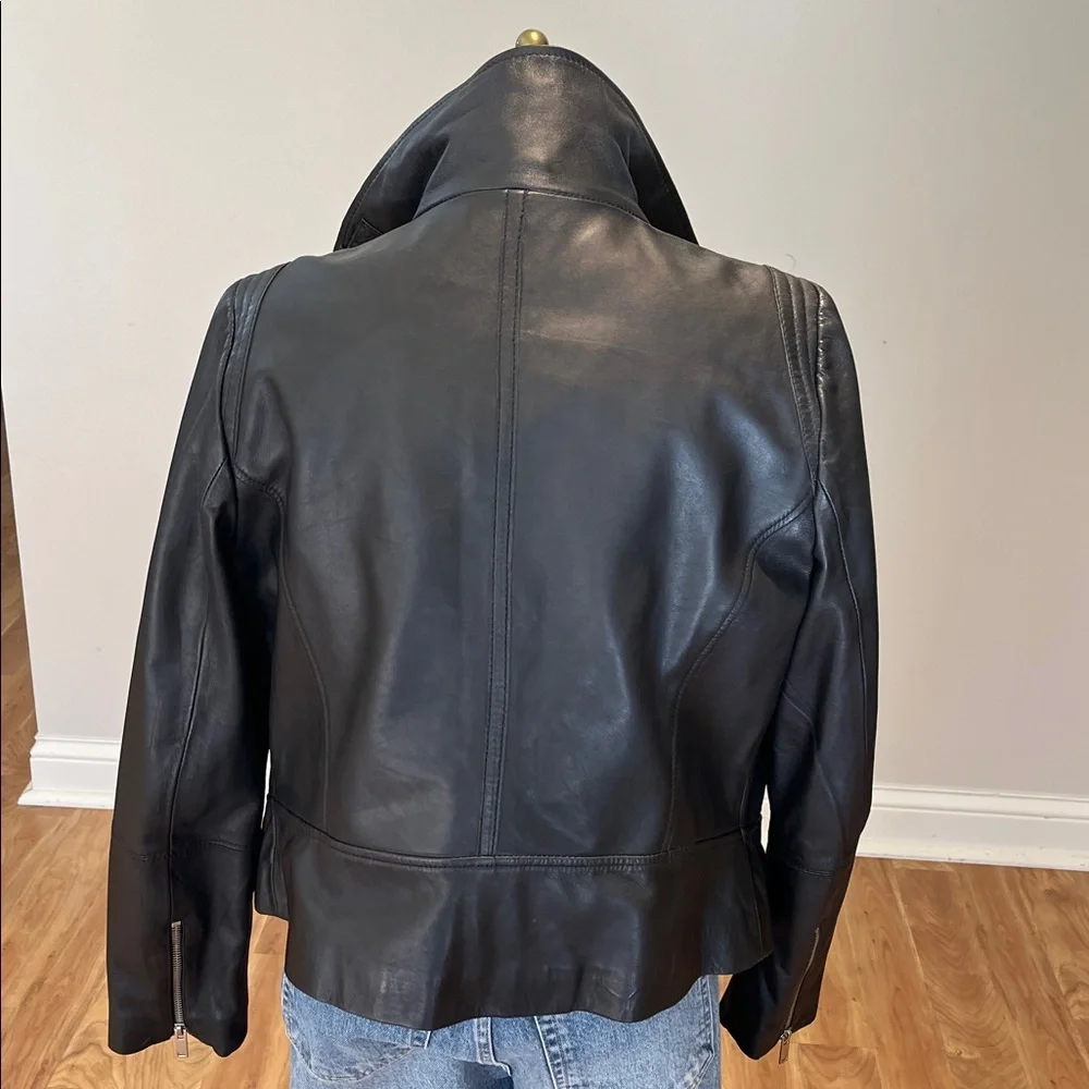 Mango Black Leather Biker Jacket